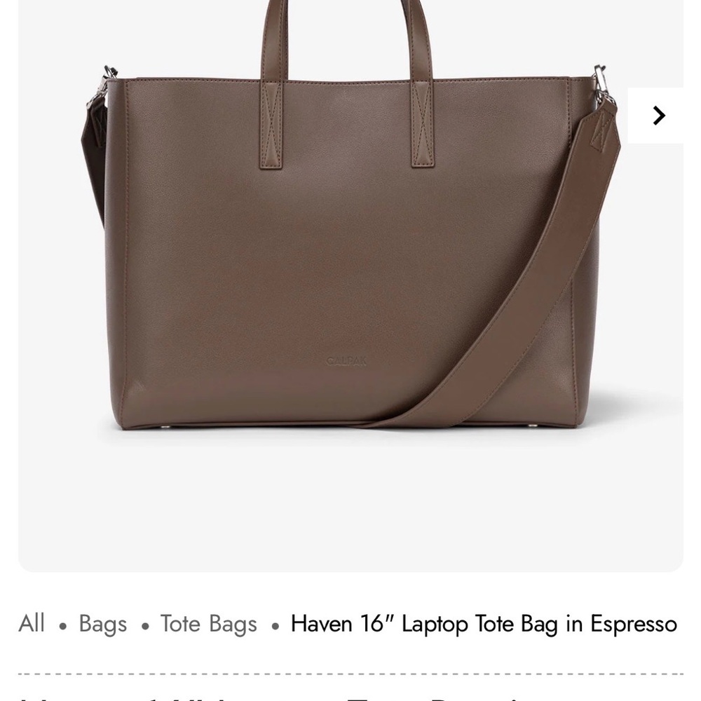 Calpak Espresso Laptop Tote Bag